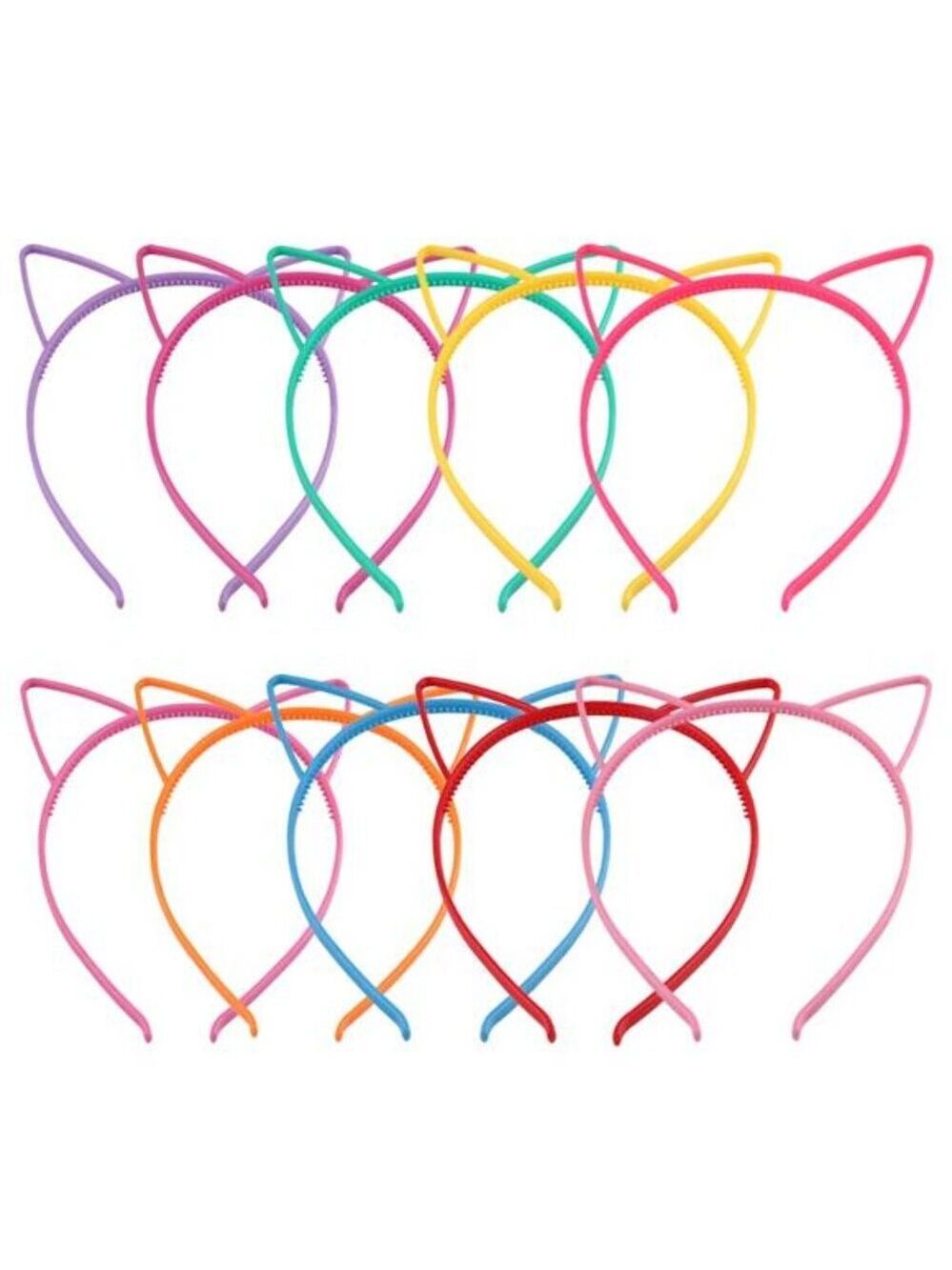 Cat Ear Headbands 10 Pack Girls Women Plastic Hair Accessories Party Favors Kids